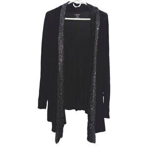 Lane Bryant Black Open-Front Cardigan W/ Sequined Trim Size 22/24